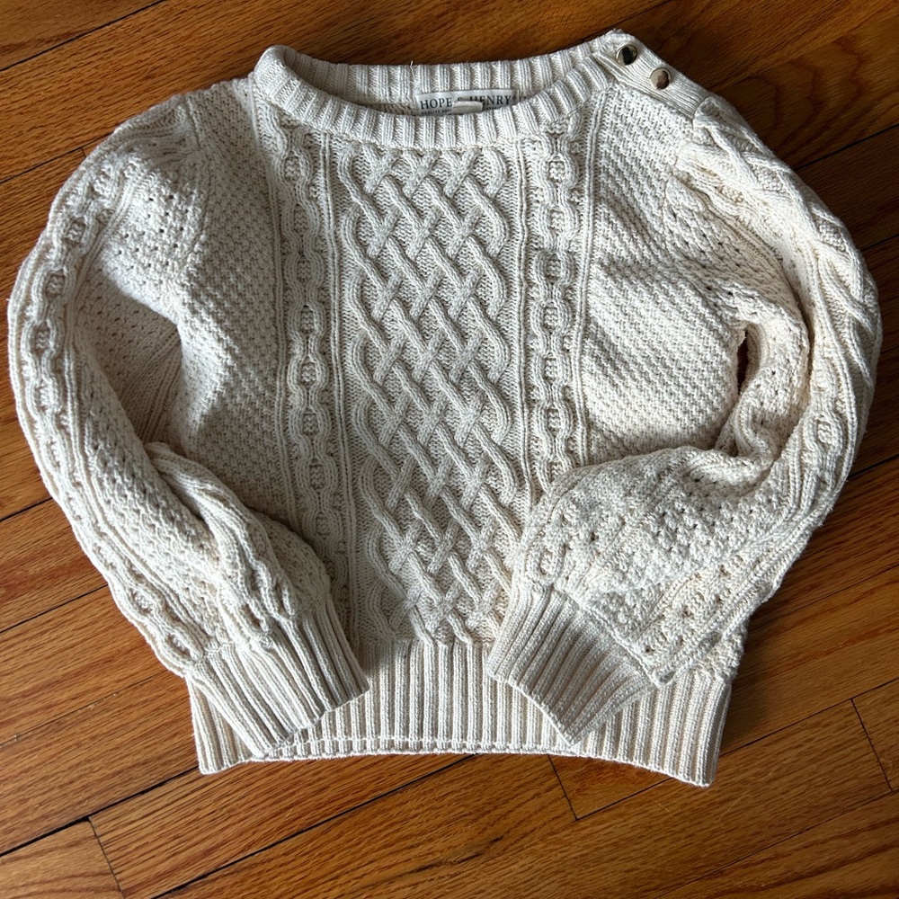 Hope & Henry kids cable knit sweater, size S